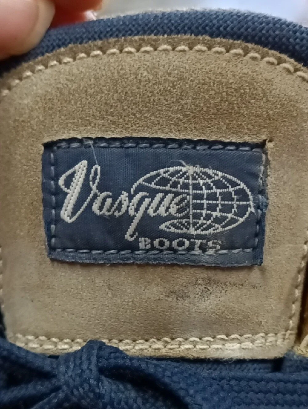 Vasque Brown Suede and Navy Canvas Hiking Boots Vintage Italian-made